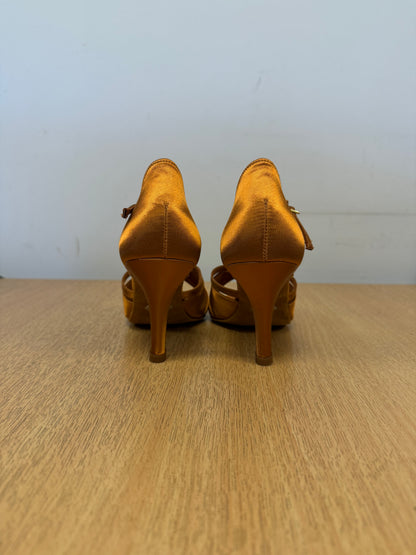 Mia T-Bar - Tan Satin - Size 6 - Regular (XG Soles)