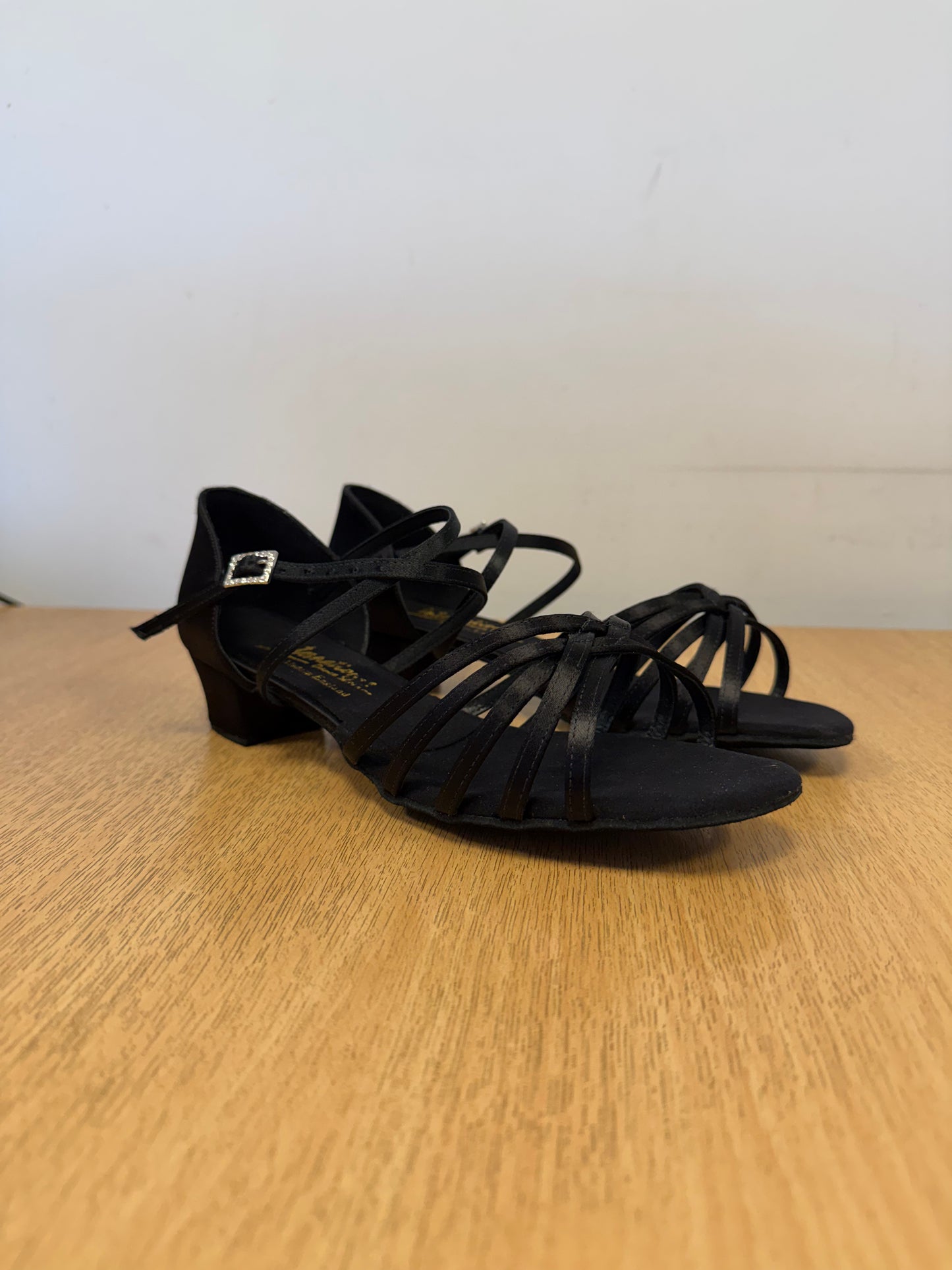 Flavia - Black Satin - Size 8 - X Wide