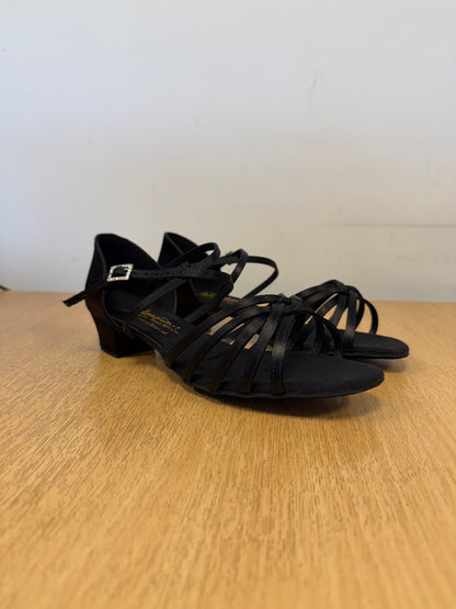 Flavia - Black Satin - Size 8 - X Wide