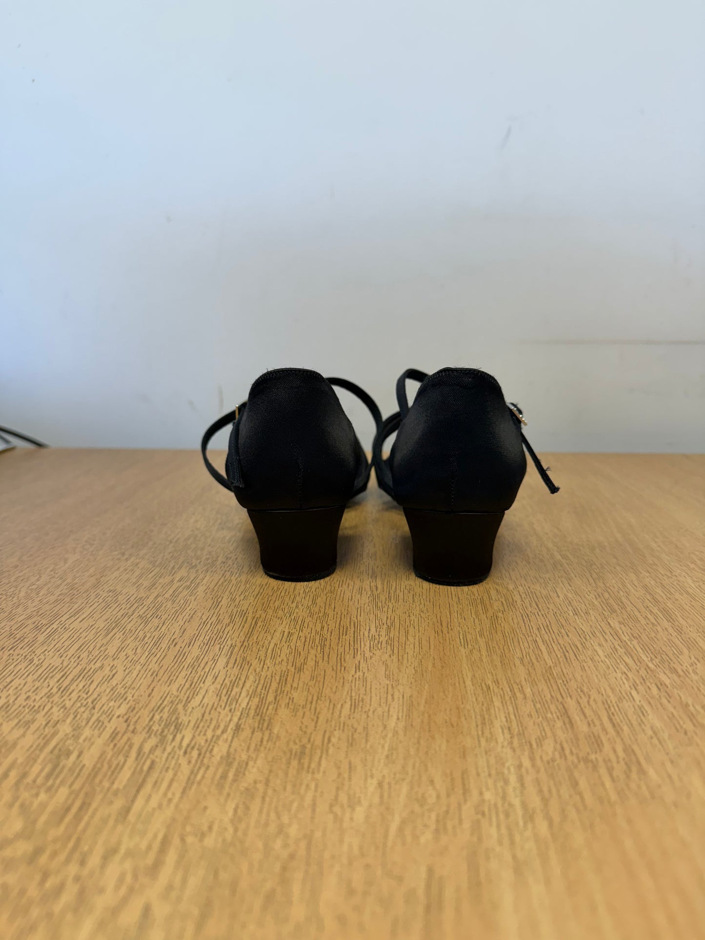 Flavia - Black Satin - Size 8 - X Wide