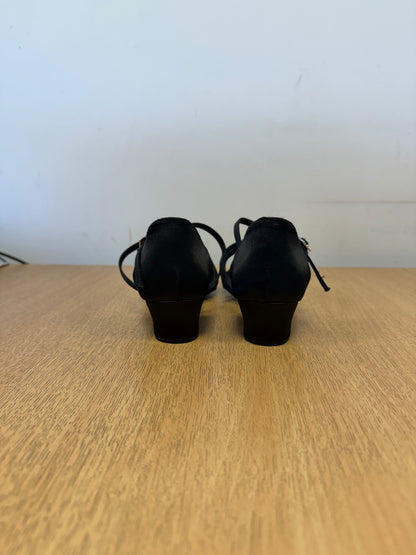 Flavia - Black Satin - Size 8 - X Wide