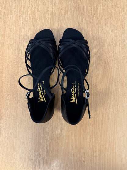 Flavia - Black Satin - Size 8 - X Wide