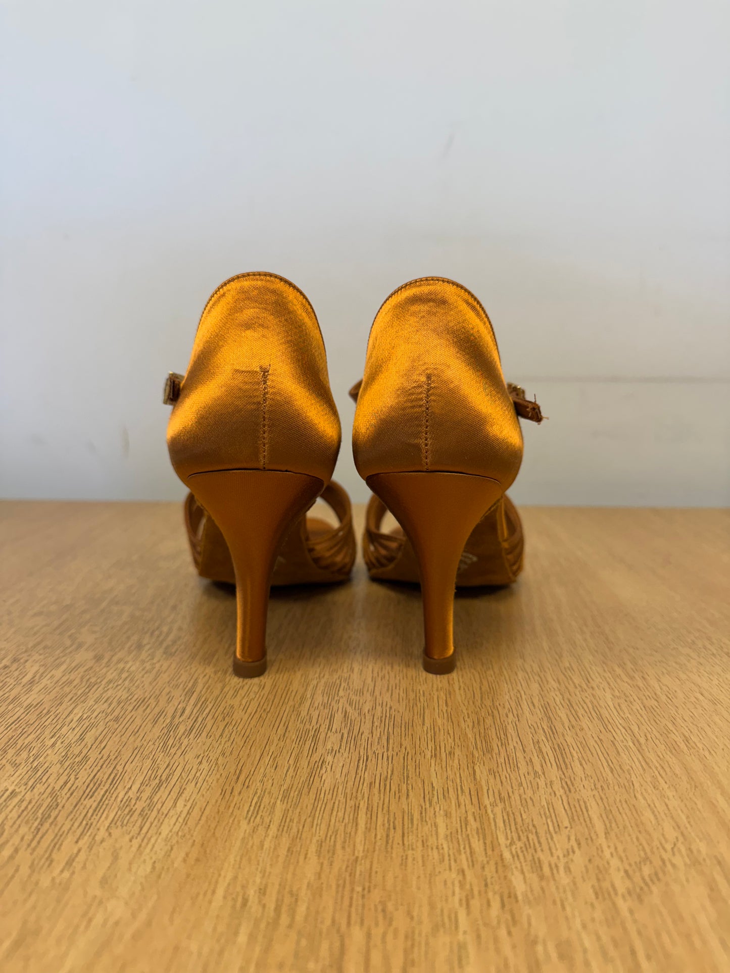 Svetlana - Tan Satin - Size 8 - Wide