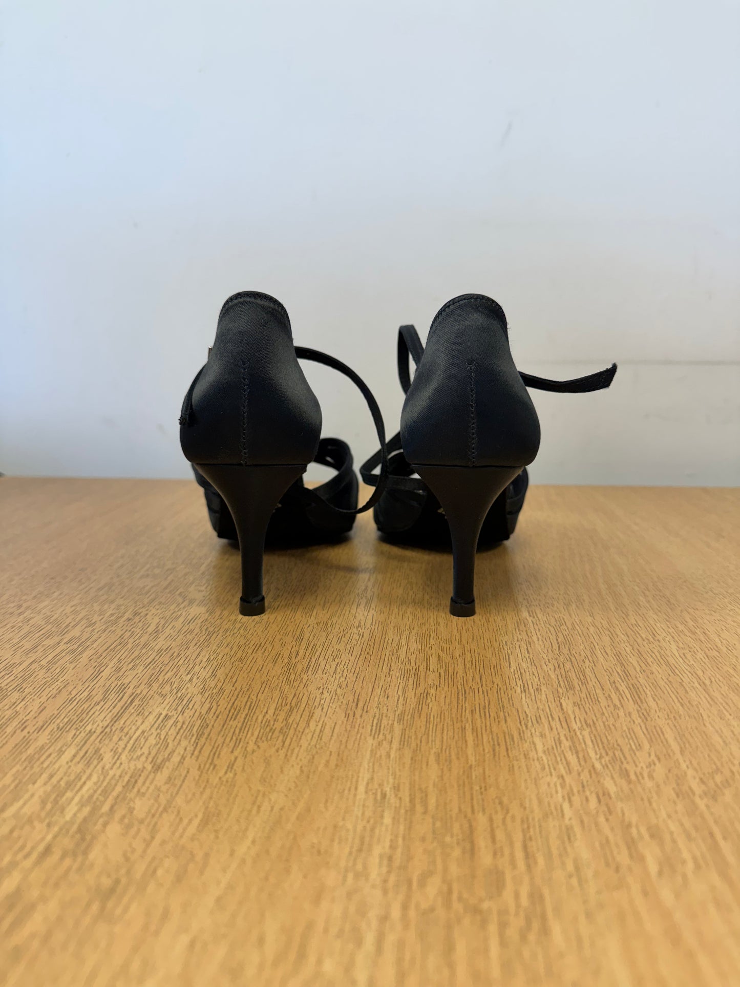 Mia - Black Satin - Size 8 - Wide