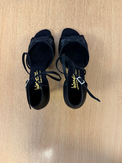 Mia - Black Satin - Size 8 - Wide