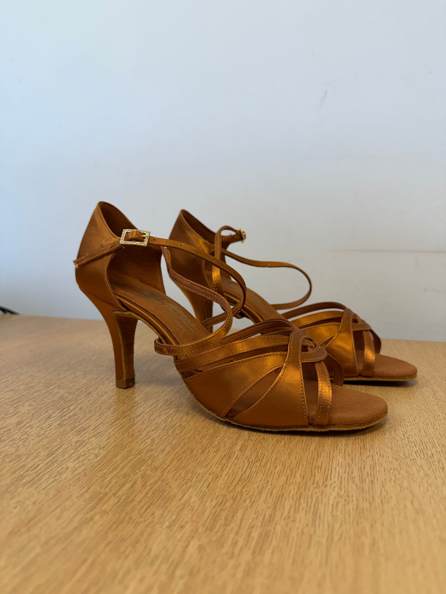 Mia - Tan Satin - Size 8 - Regular