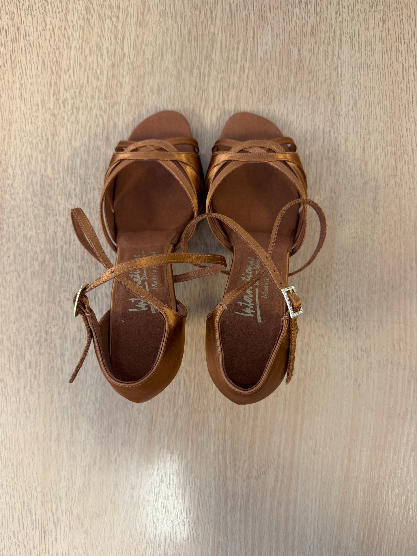 Mia - Tan Satin - Size 8 - Regular