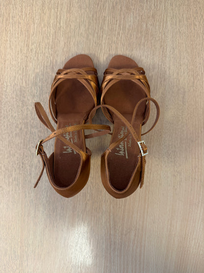 Mia - Tan Satin - Size 8 - Regular