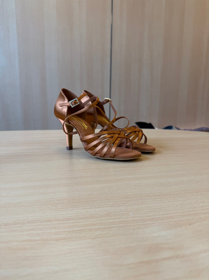 Flavia - Tan Satin - Size 6 - Regular (XG Soles)