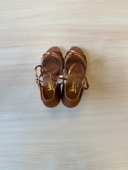 Flavia - Tan Satin - Size 6 - Regular (XG Soles)