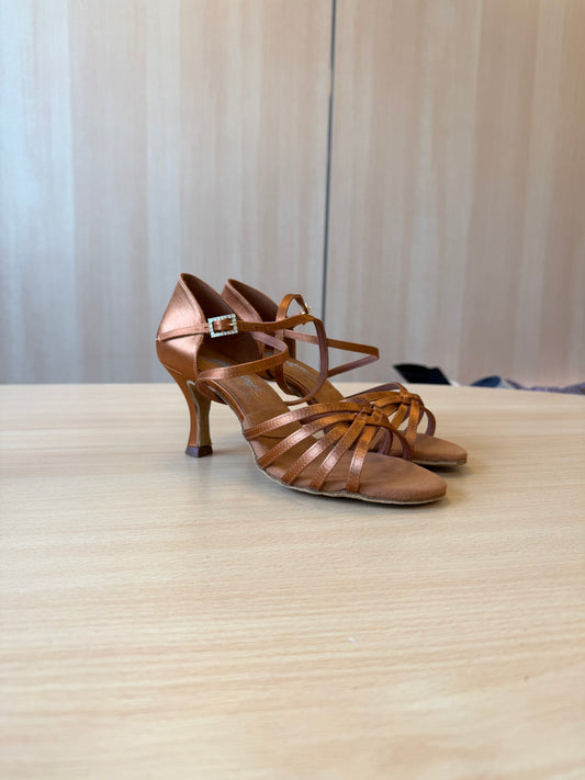 Flavia - Tan Satin - Size 6 - Regular