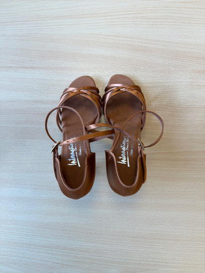Flavia - Tan Satin - Size 6 - Regular