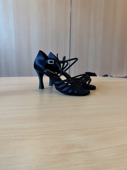 Flavia - Black Satin - Size 6 - XX Wide