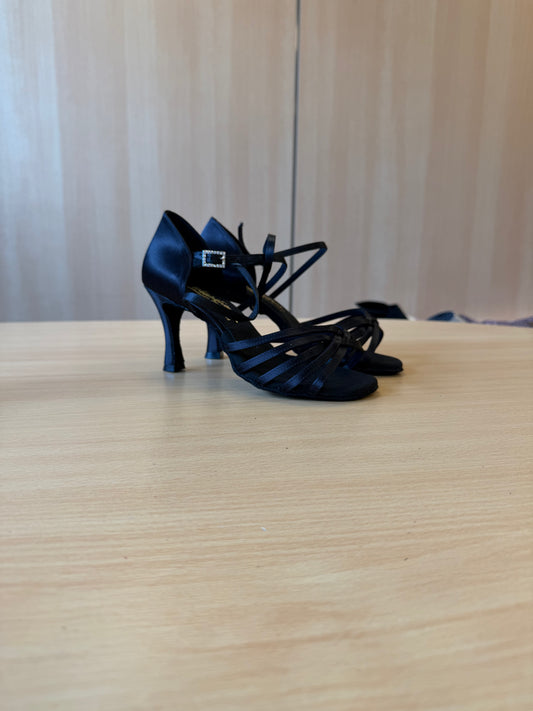 Flavia - Black Satin - Size 6 - XX Wide
