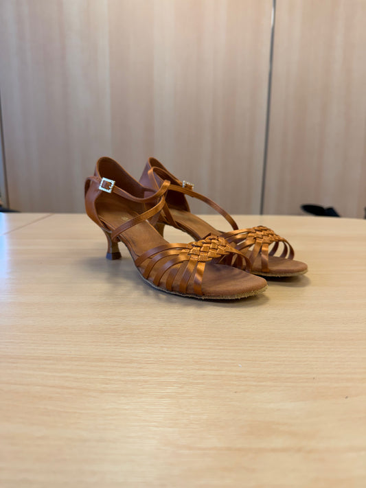 Elena - Tan Satin - Size 6.5 - Regular