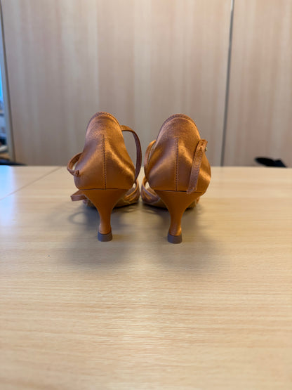 Elena - Tan Satin - Size 6.5 - Regular