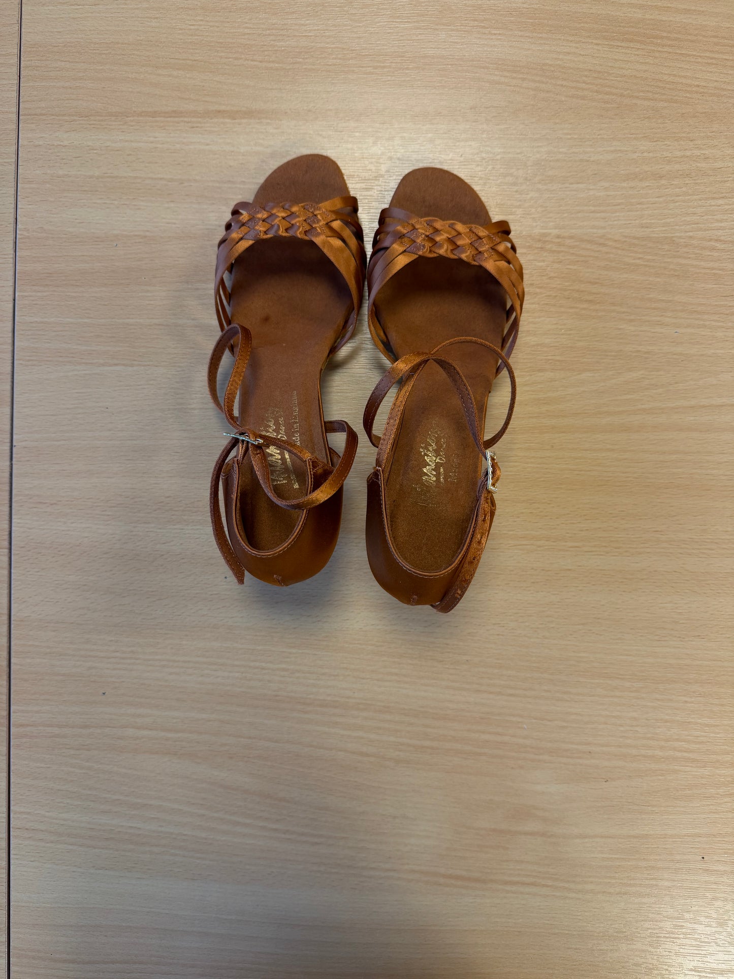 Elena - Tan Satin - Size 6.5 - Regular