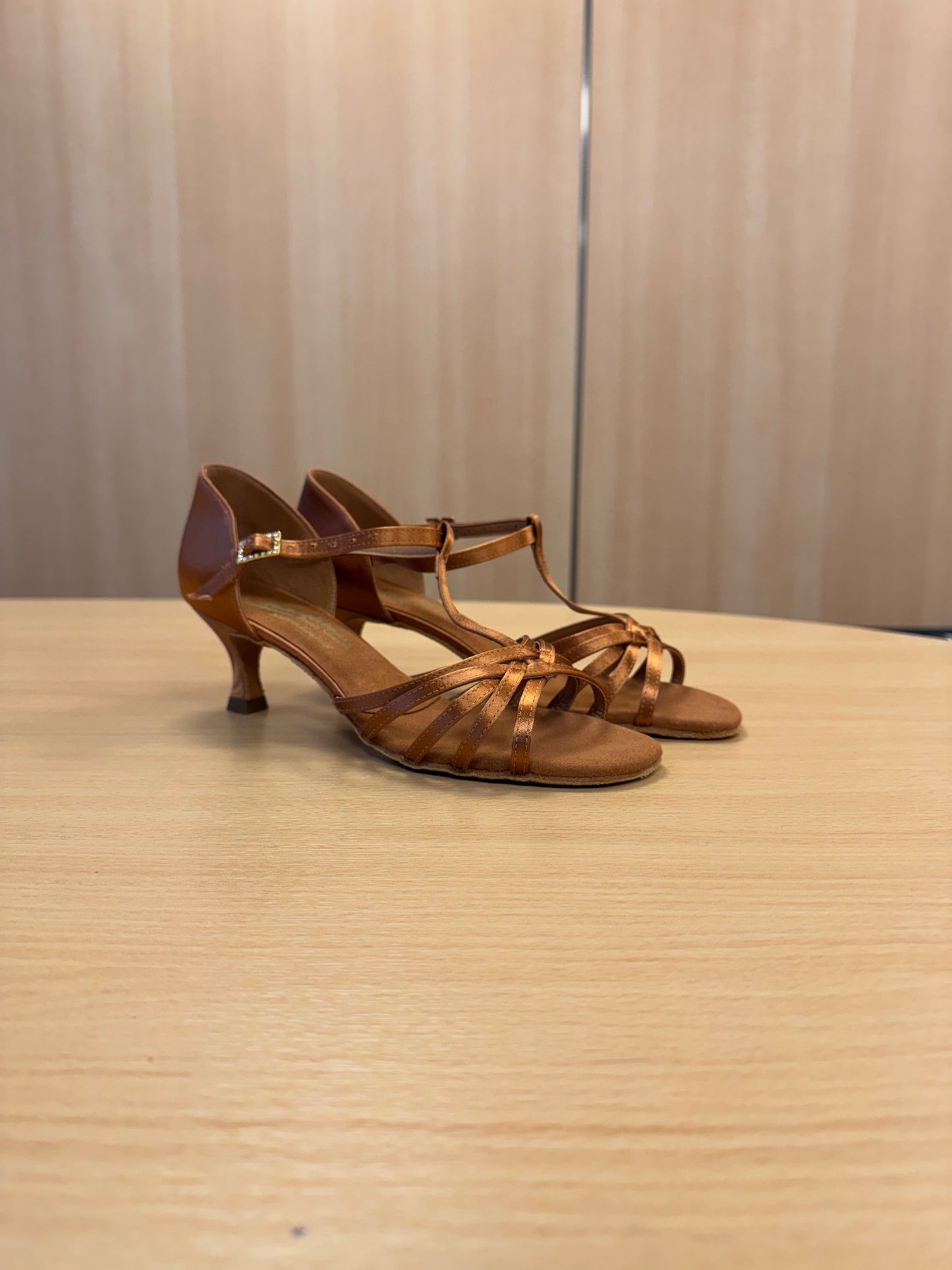 Bela - Tan Satin - Size 6.5 - Wide
