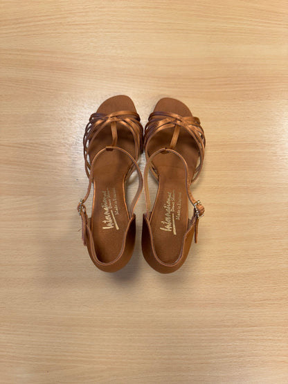 Bela - Tan Satin - Size 6.5 - Wide