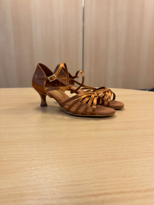 Flavia - Tan Satin - Size 5.5 - Regular