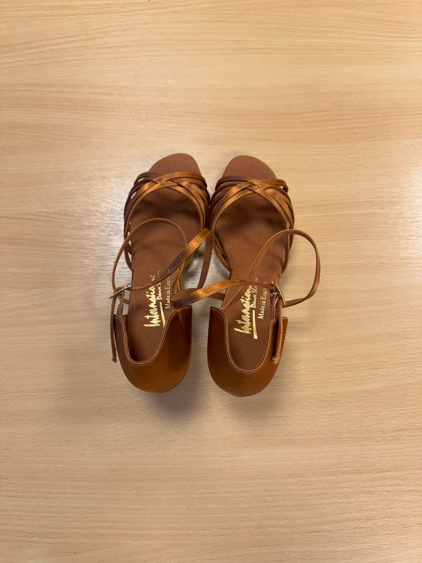 Flavia - Tan Satin - Size 5.5 - Regular