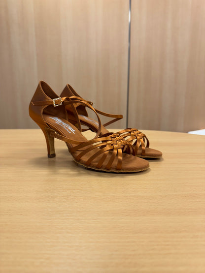 Elena - Tan Satin - Size 7.5 - Regular