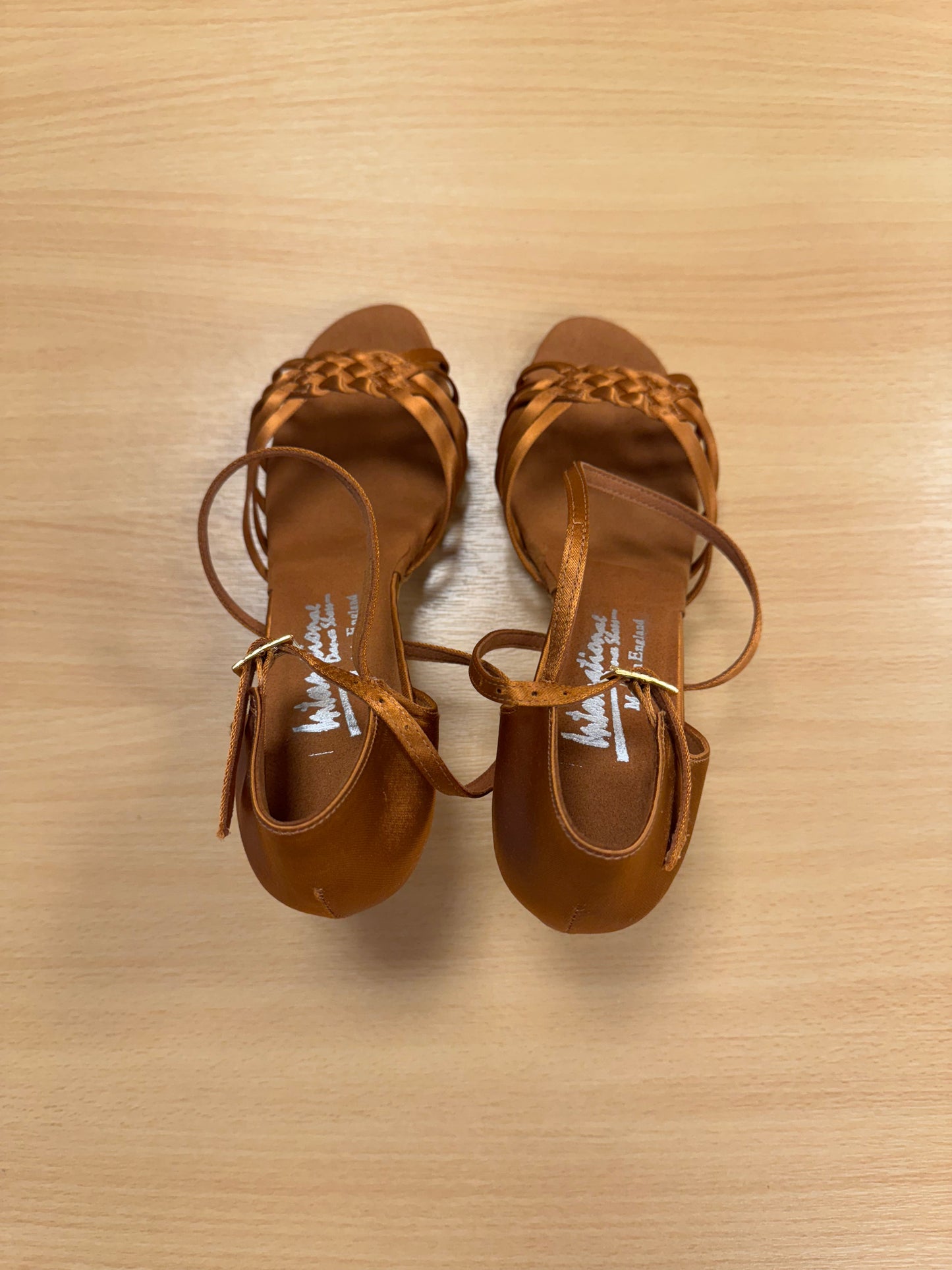 Elena - Tan Satin - Size 7.5 - Regular