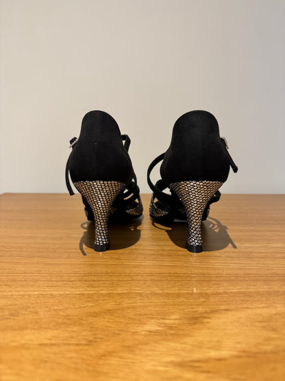 Bianca - BlackNubuck/SilverGlitterLace - Size 4.5 - Regular