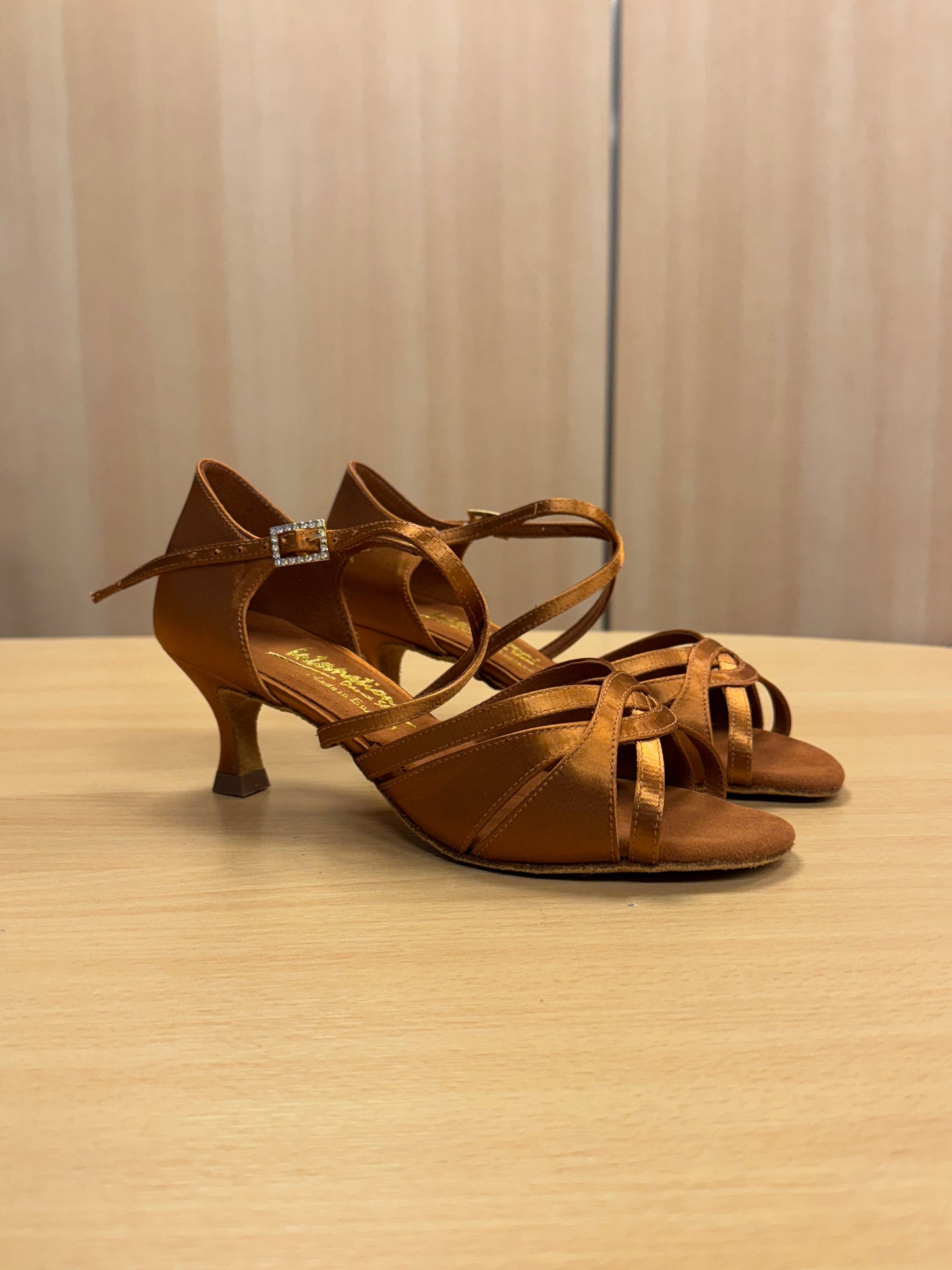 Mia - Tan Satin - Size 5 - X Wide (XG)