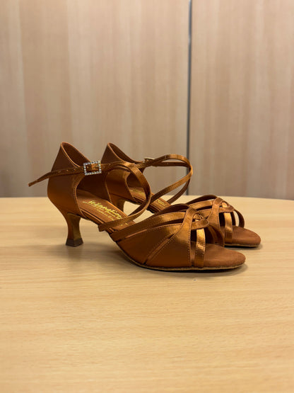 Mia - Tan Satin - Size 5 - X Wide (XG)