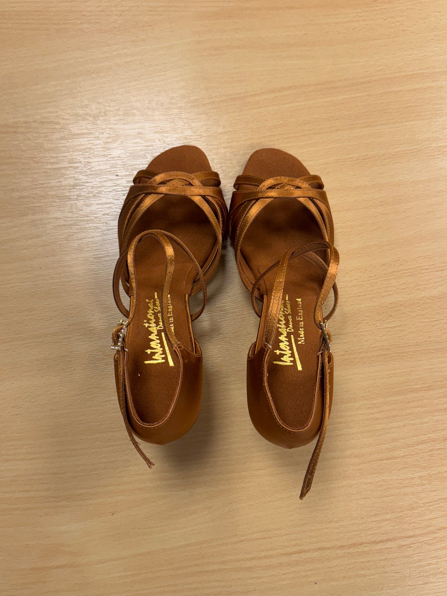Mia - Tan Satin - Size 5 - X Wide (XG)