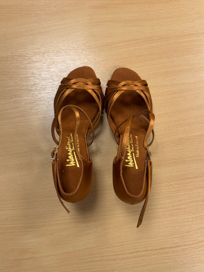 Mia - Tan Satin - Size 5 - X Wide (XG)