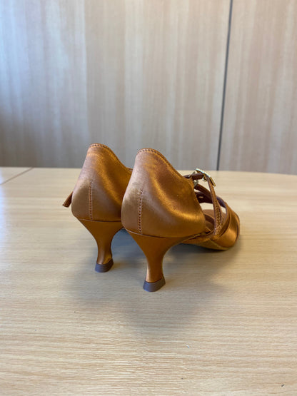 Mia - Tan Satin (Size 4.5XW)