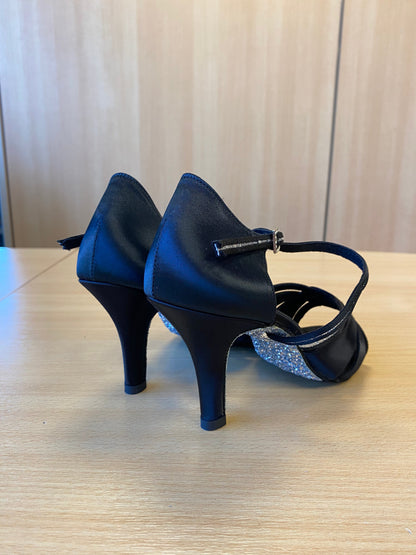 Mia Sequin - Black Satin/Sequin (Size 5W)