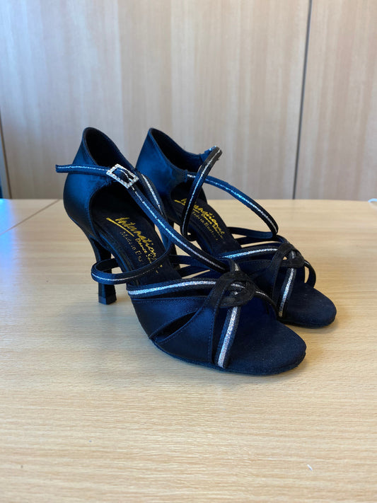 Mia Sequin - Black Satin/Sequin (Size 4)