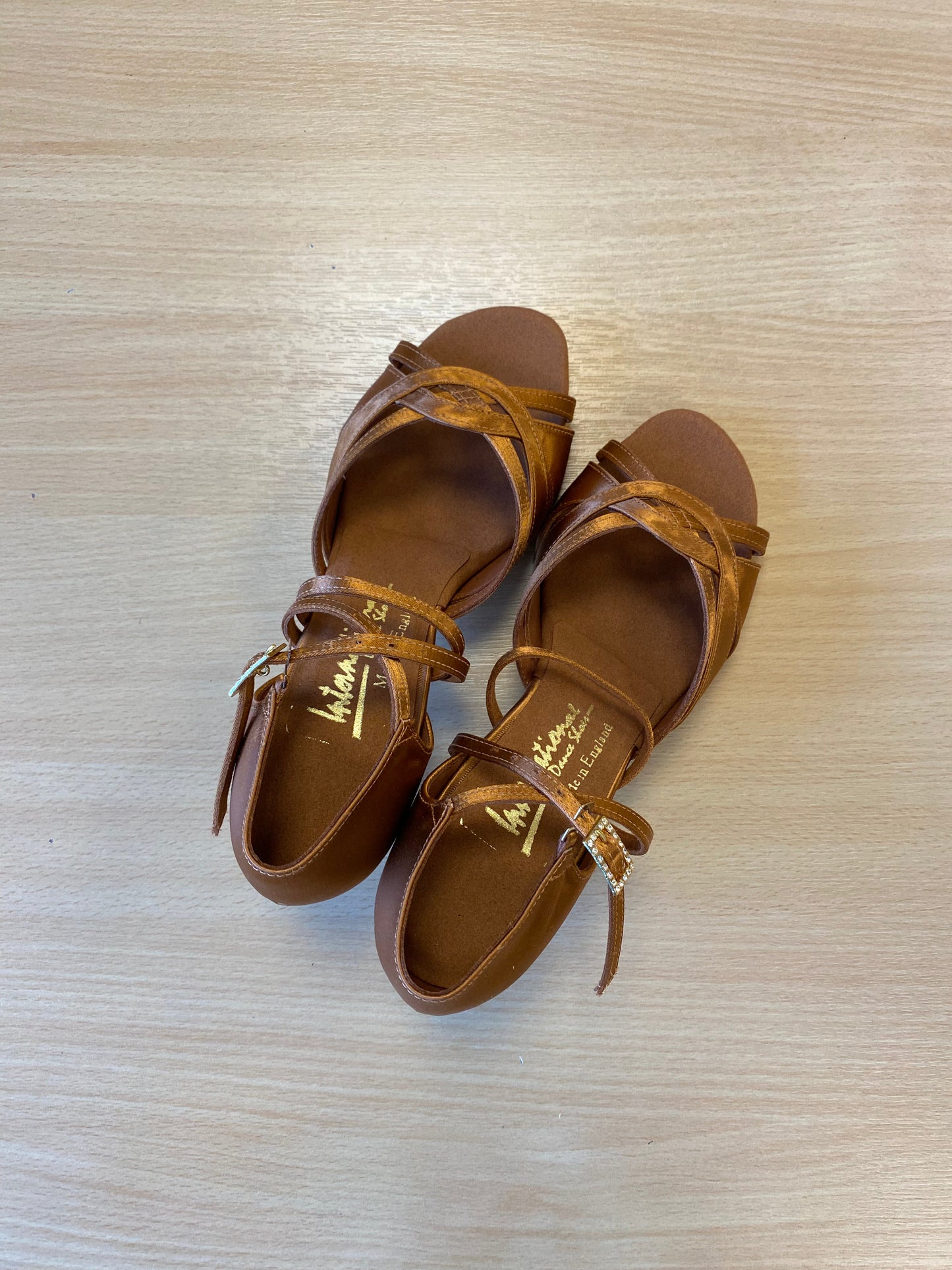 Mia - Tan Satin (Size 4.5XW)