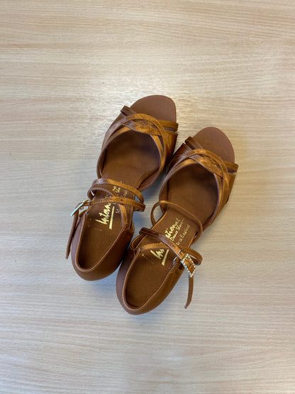 Mia - Tan Satin (Size 4.5XW)