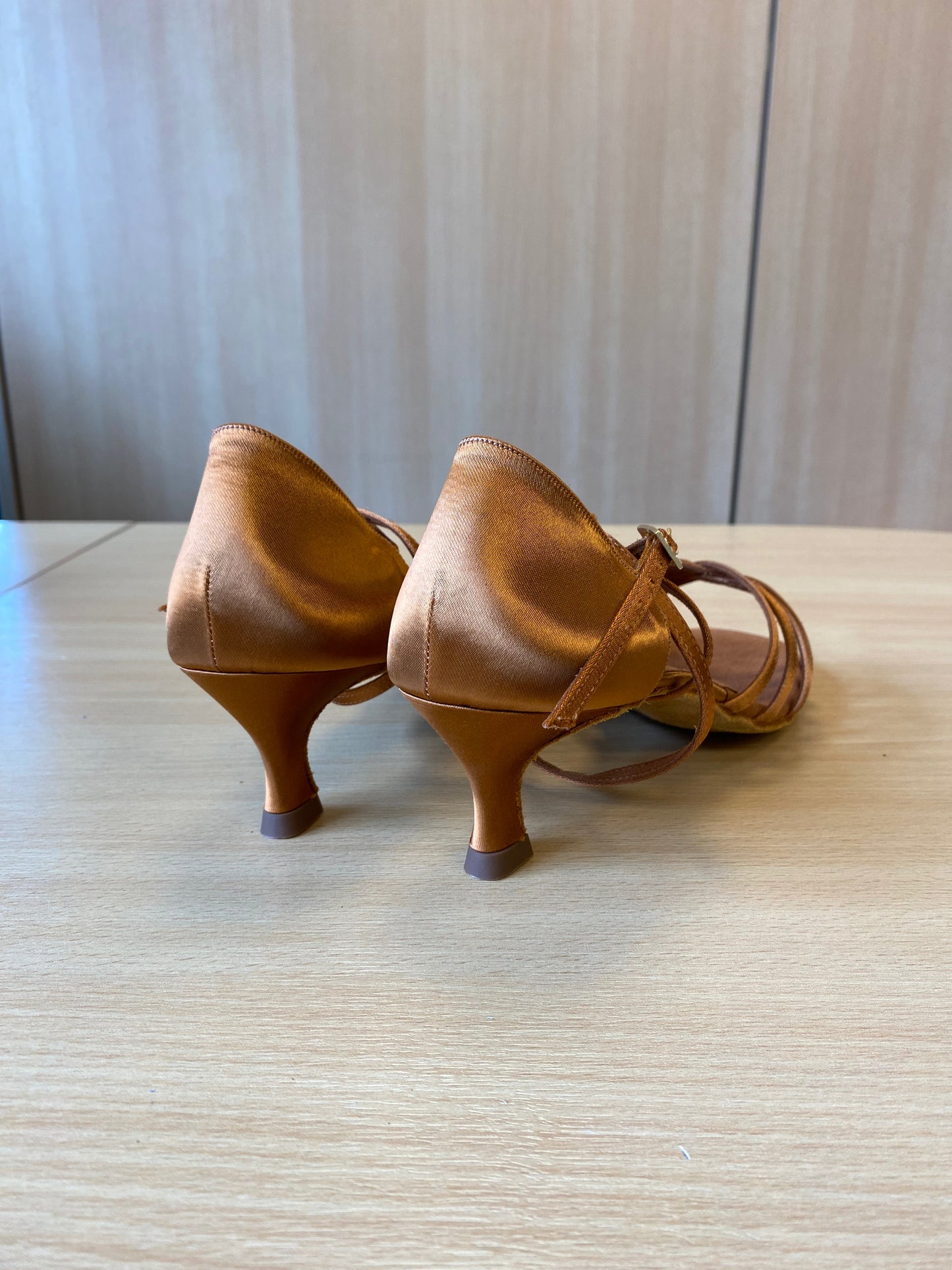 Flavia - Tan Satin (Size 8.5XXN)