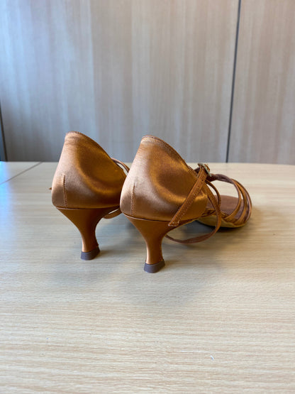 Flavia - Tan Satin (Size 8.5XXN)