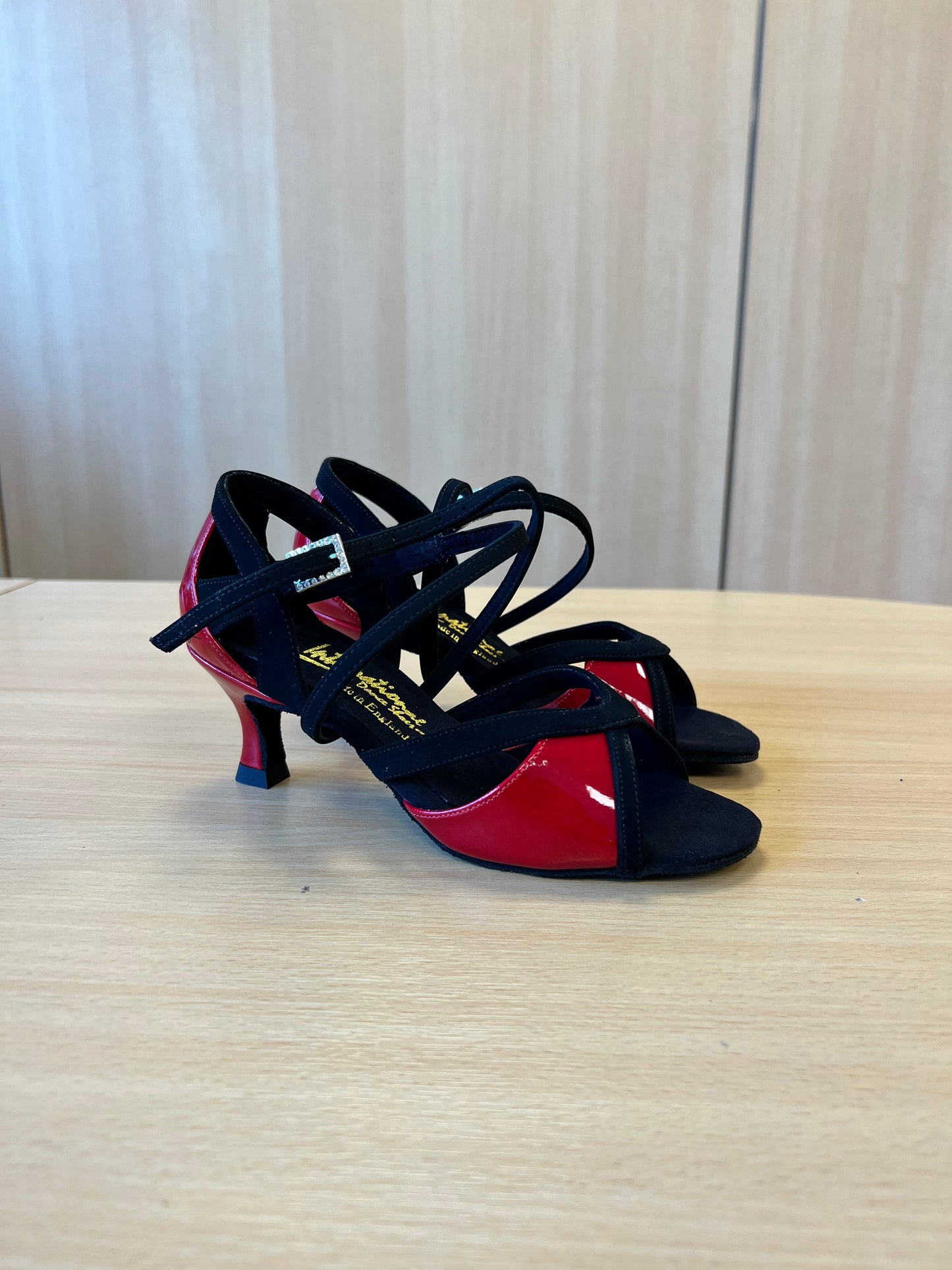 Bianca - Black Nubuck/Red Patent (Size 3)