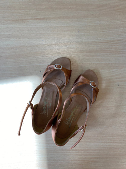 Girls Natasha - Tan Satin (Size 11.5N)