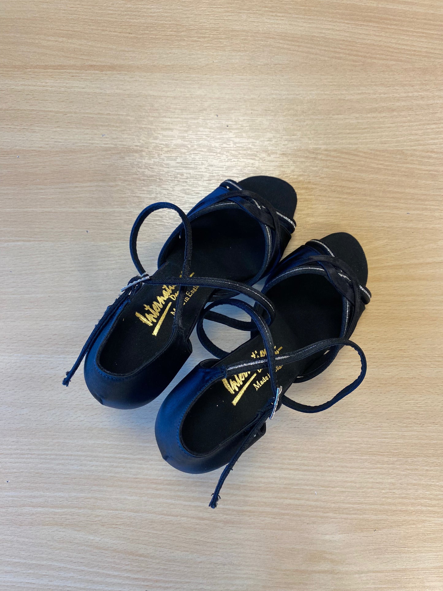 Mia Sequin - Black Satin/Sequin (Size 5W)