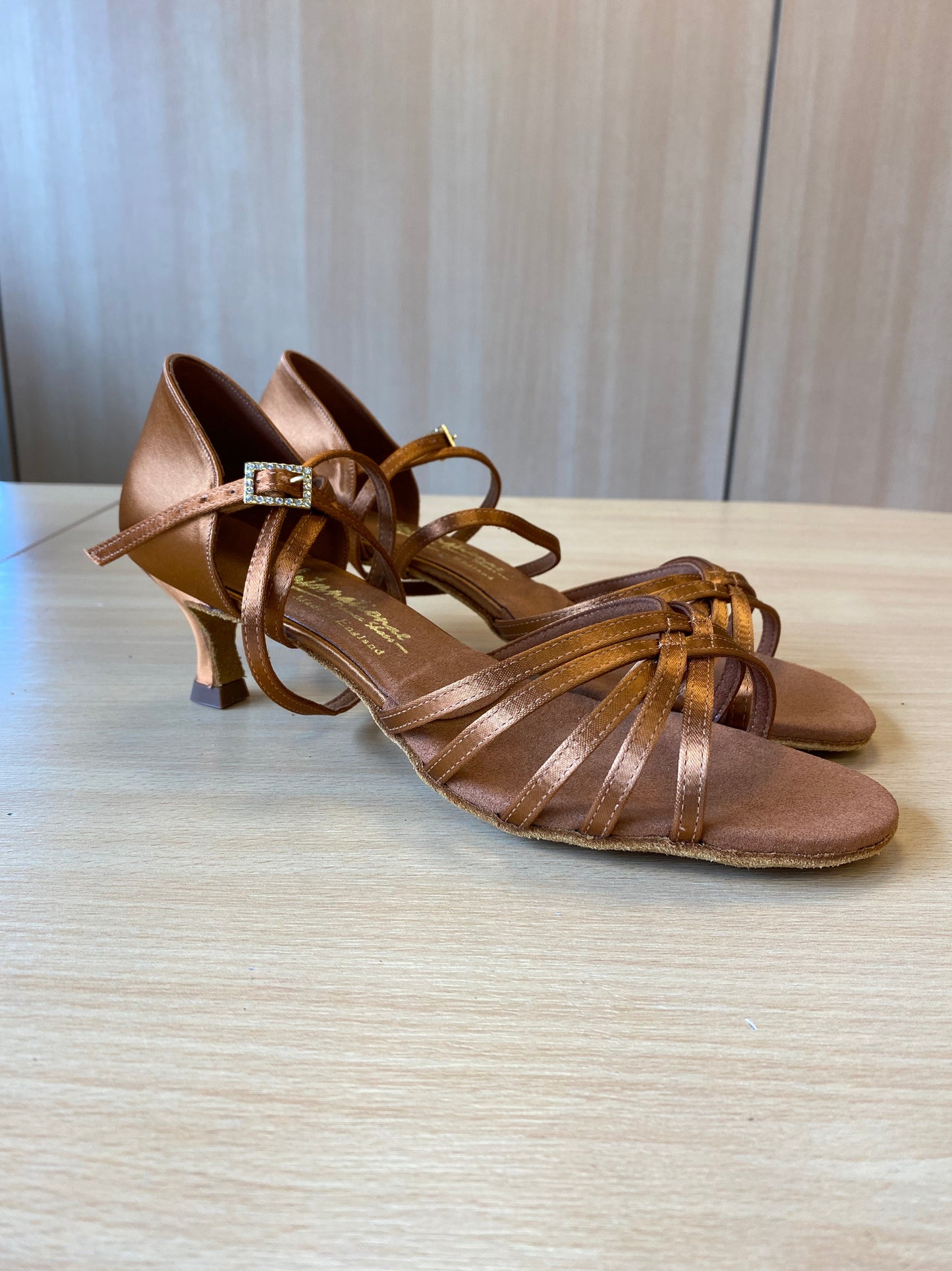 Flavia - Tan Satin (Size 8.5XXN)
